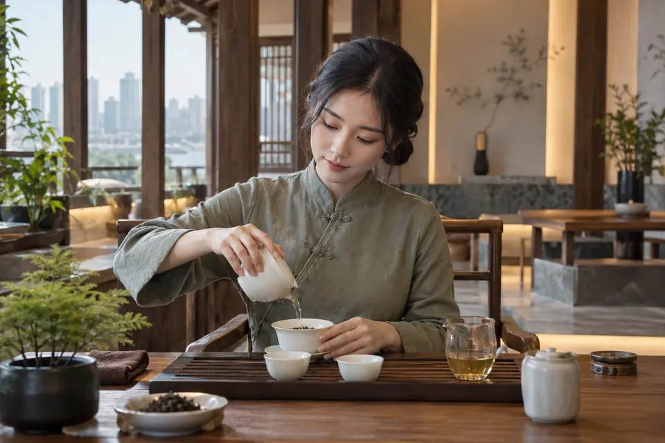 新中式盖碗冲泡茶席示意